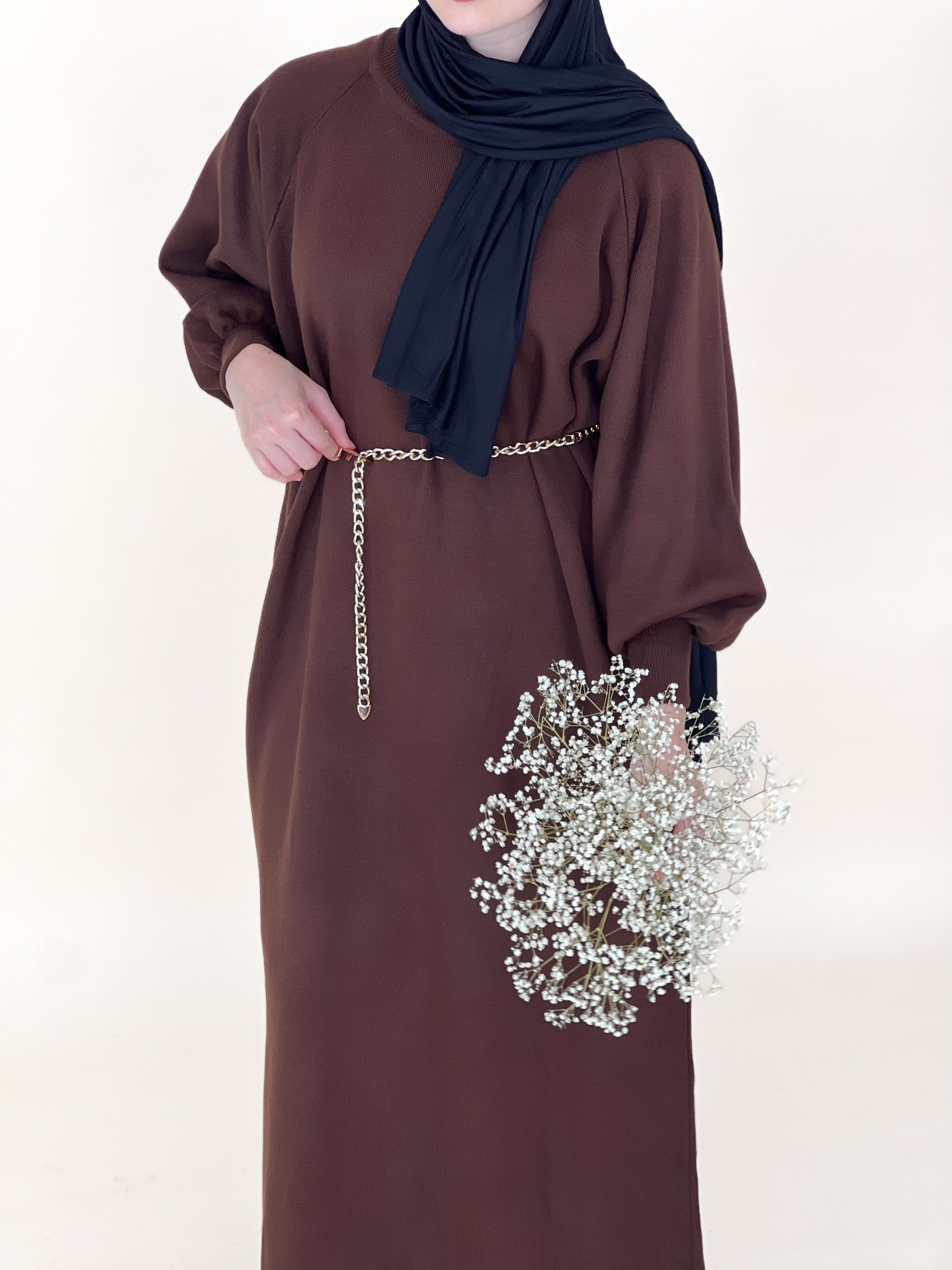 OVERSIZE STRICKKLEID BRAUN