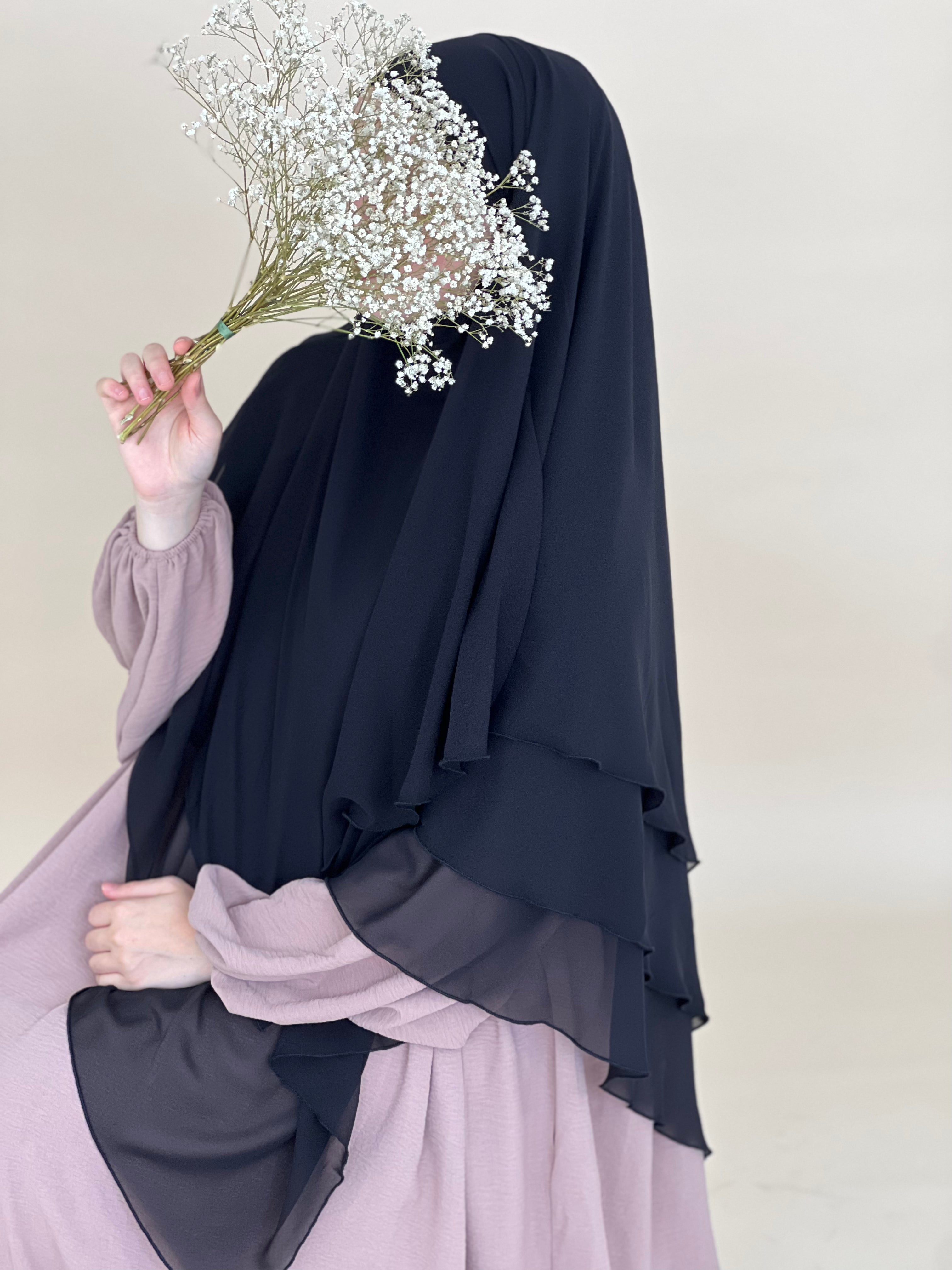 KHIMAR DREILAGIG SCHWARZ